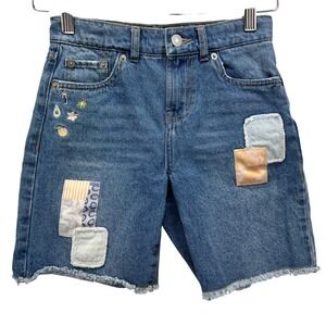 Levi's Girl's Size 8 Denim Shorts Embroidered Appliqué Patchwork Distressed